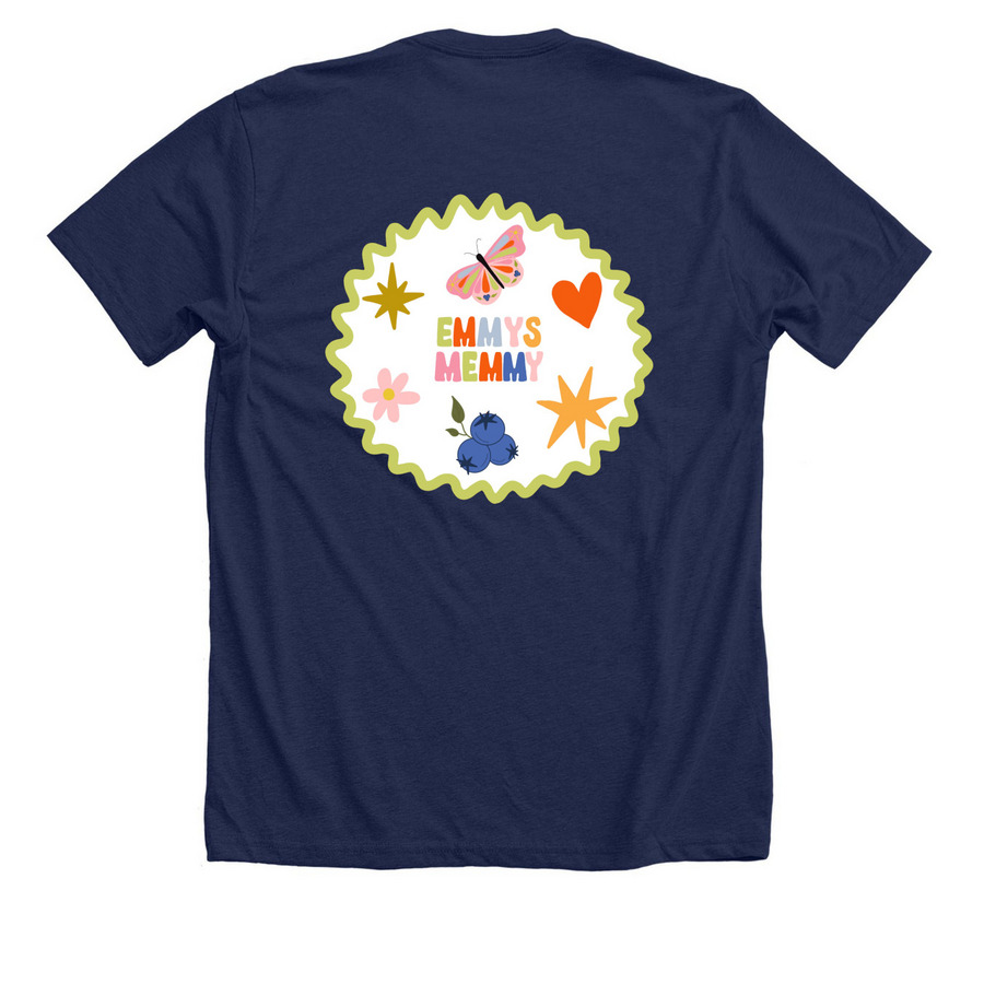 Emmy's Memmy, a Solid Navy Blend Premium Unisex Tee (back-view)