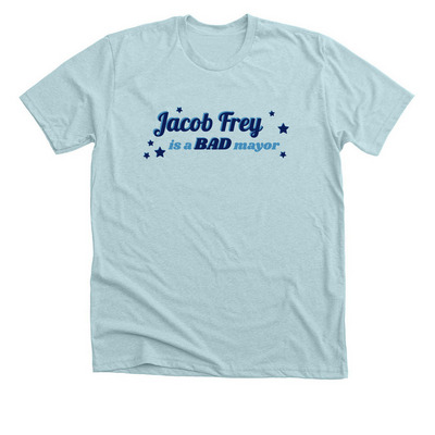 Tell Jacob Frey, a Heather Ice Blue Premium Unisex Tee