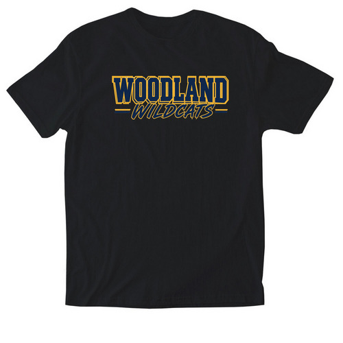 Woodland Elementary School- Block Lettering, a Black Softstyle Cotton Tee