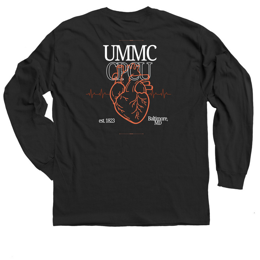 CPCU Heart, a Black Classic Long Sleeve Tee (back-view)