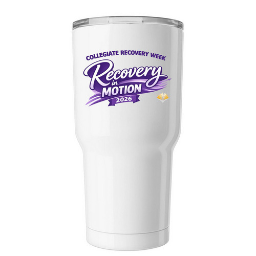 2026 Collegiate Recovery Week Tumbler, a White Insulated Tumbler