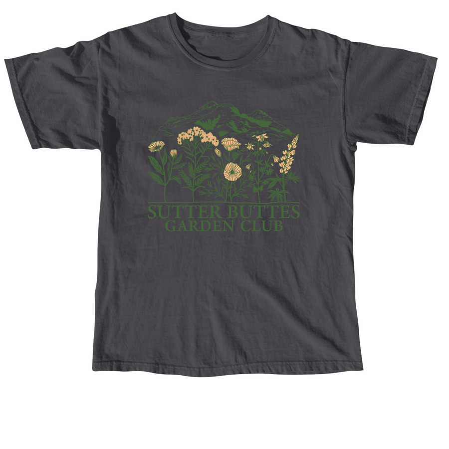 Sutter Buttes Garden Club, a Graphite Comfort Colors Unisex Tee