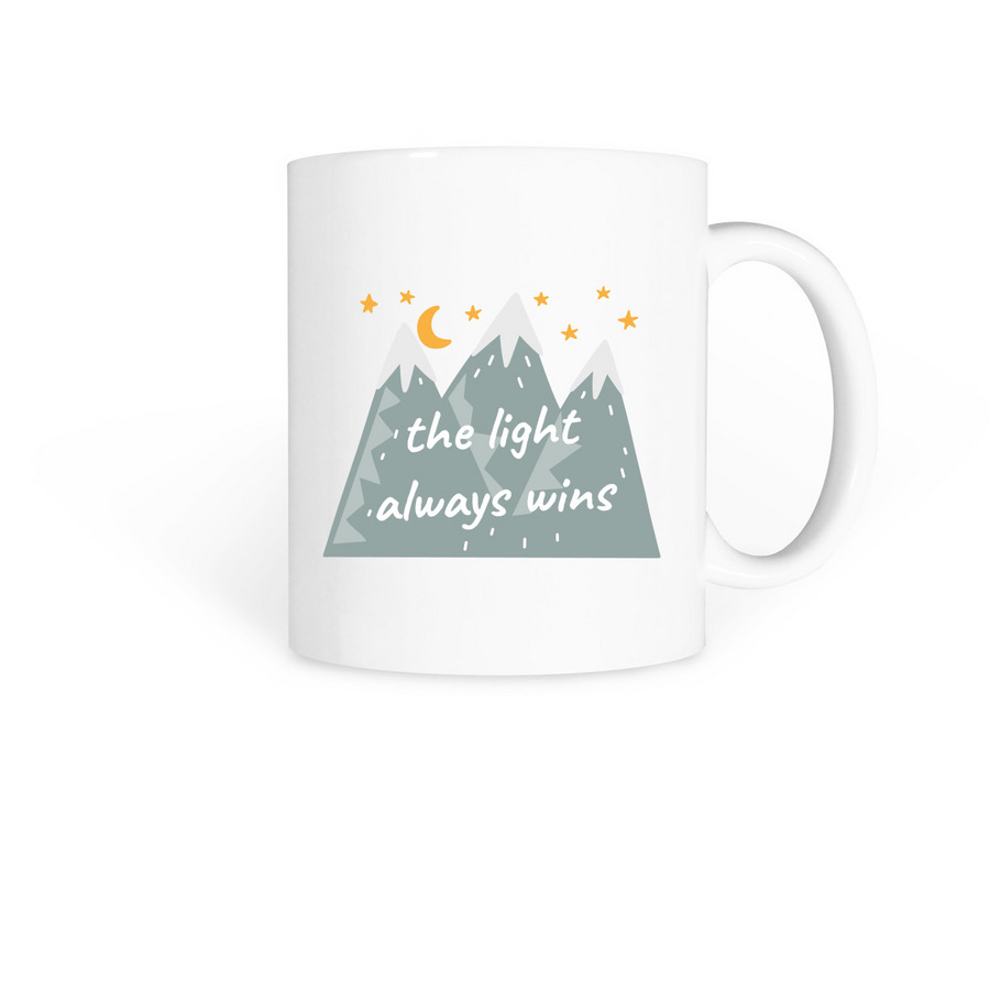 the light always wins!, a White Coffee Mug