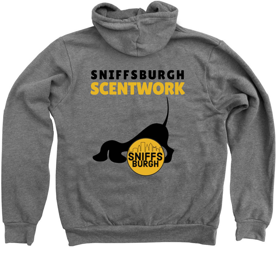SNIFFSBURGH 2, a Deep Heather Zip Up Hoodie (back-view)