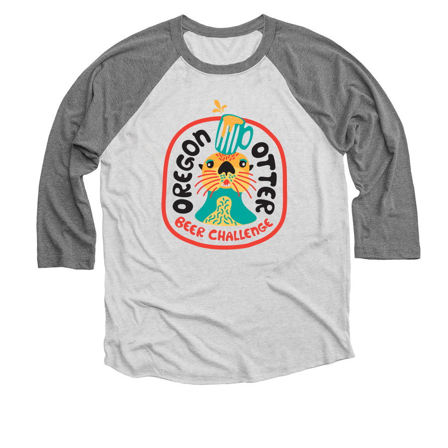 2022 Oregon Otter Beer Shirts, a Premium Heather and Heather White 3/4 Sleeve Baseball Tee