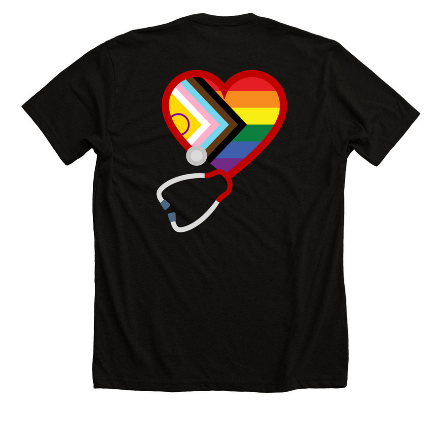 Heart stethoscope&nbsp;, a Solid Black Blend Premium Unisex Tee (back-view)