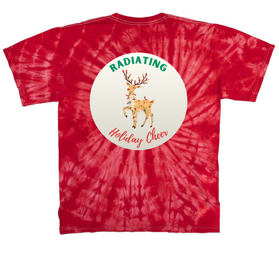 Radiating Holiday Cheer, a Red Classic Tie Dye Tee (back-view)