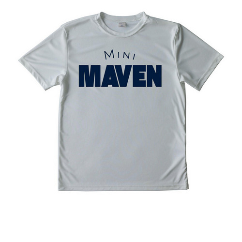 Mini Maven Option 2, a Silver Youth Performance Tee