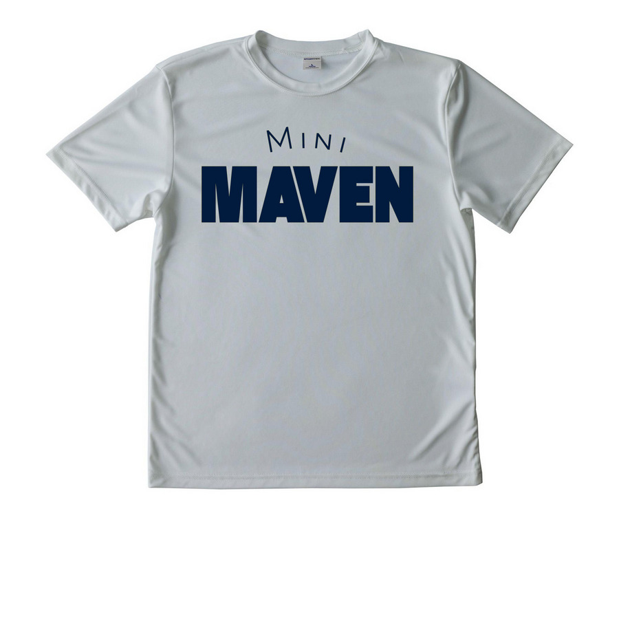 Mini Maven Option 2, a Silver Youth Performance Tee