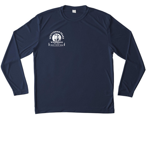 Trail Crew 2026 tech tees, a True Navy Unisex Performance Long Sleeve Tee