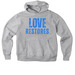 LOVE RESTORES - blue, a Athletic Heather Premium Heavyweight Pullover Hoodie