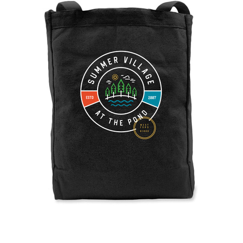Summer Village Tote, a Black Recycled Cotton Tote Bag