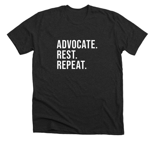 Advocate. Rest. Repeat., a Dark Grey Heather Premium Unisex Tee