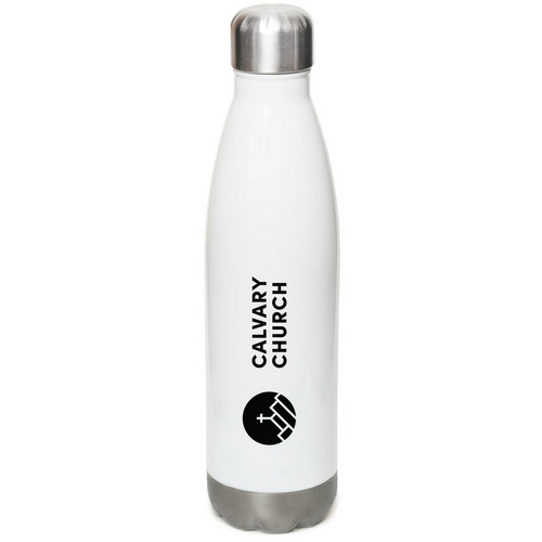 Calvary Church Water Bottle, a White Stainless Steel Water Bottle