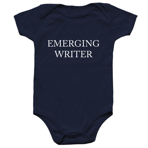 Emerging Writer Onesie, a Navy Infant Onesie