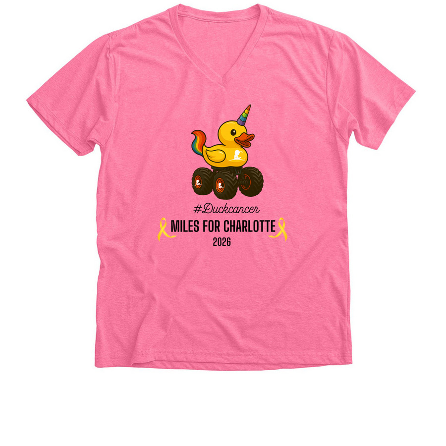 Miles for Charlotte 2026, a Neon Pink Premium V-Neck Tee