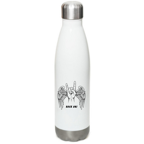 Music Gives Life To Everything, a White Stainless Steel Water Bottle