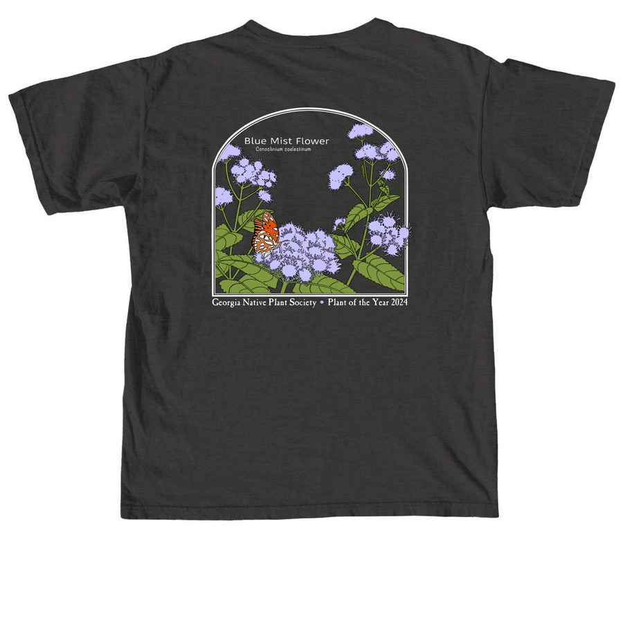 Blue Mistflower 2024 Plant of the Year w Logo, a Pepper Comfort Colors Unisex Tee (back-view)