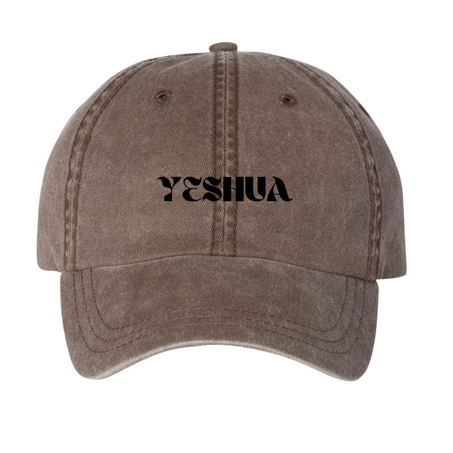 Yeshua Dad Cap, a Brown Printed Pigment Dye Baseball Cap