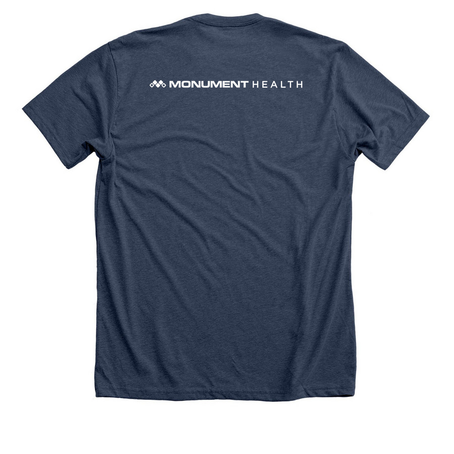 Vascular Access Shirts, a Heather Navy Premium Unisex Tee (back-view)