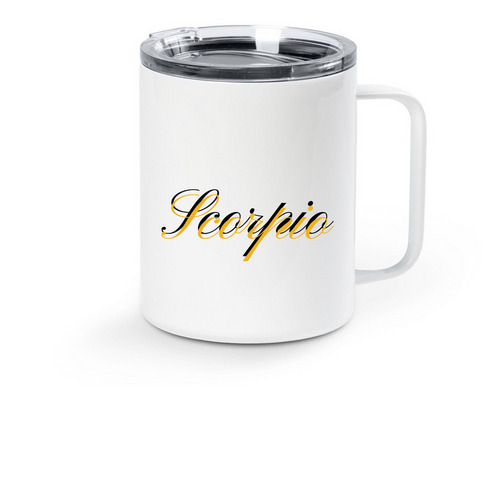 Scorpio Travel Mug, a White Stainless Steel Travel Mug