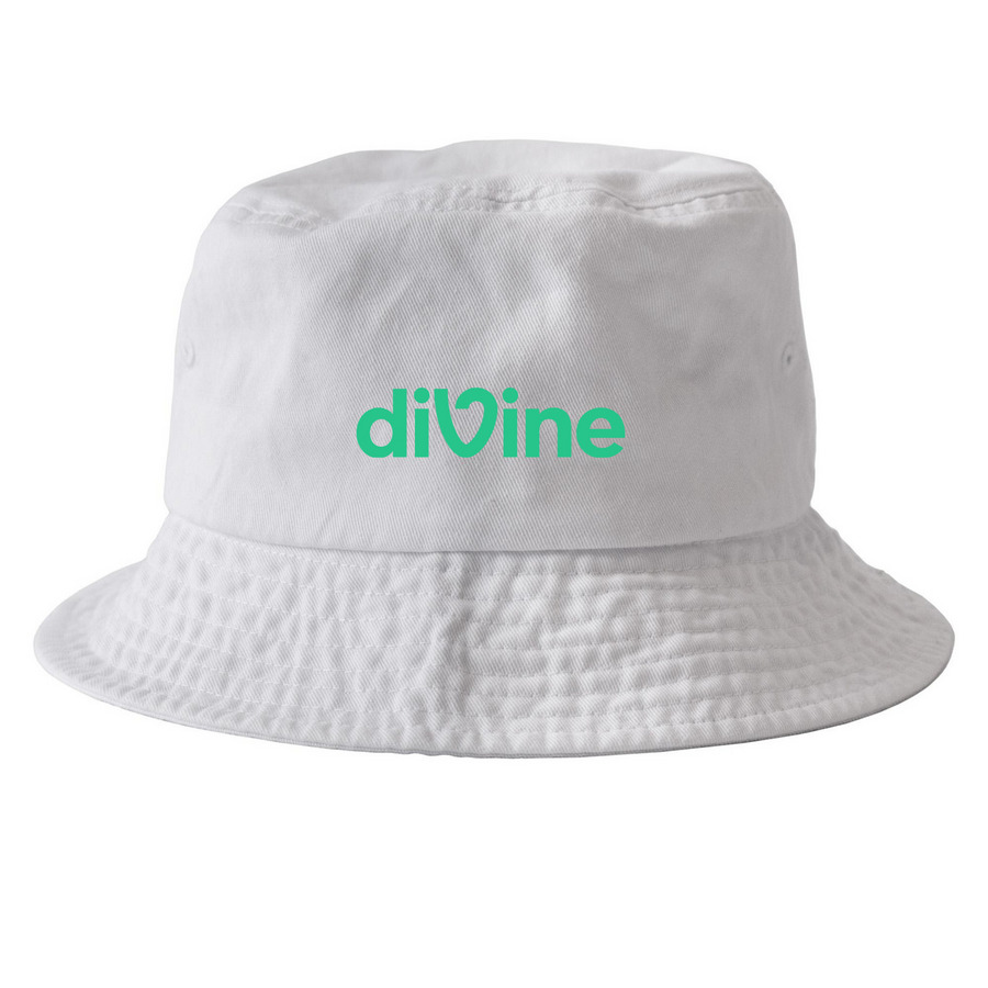White Bucket Hat, a White Printed Bucket Hat