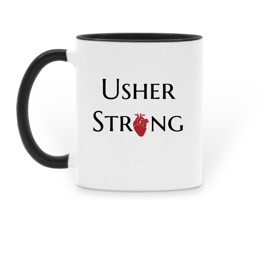 Usher Strong, a Black Two-Tone Ceramic Mug (back-view)