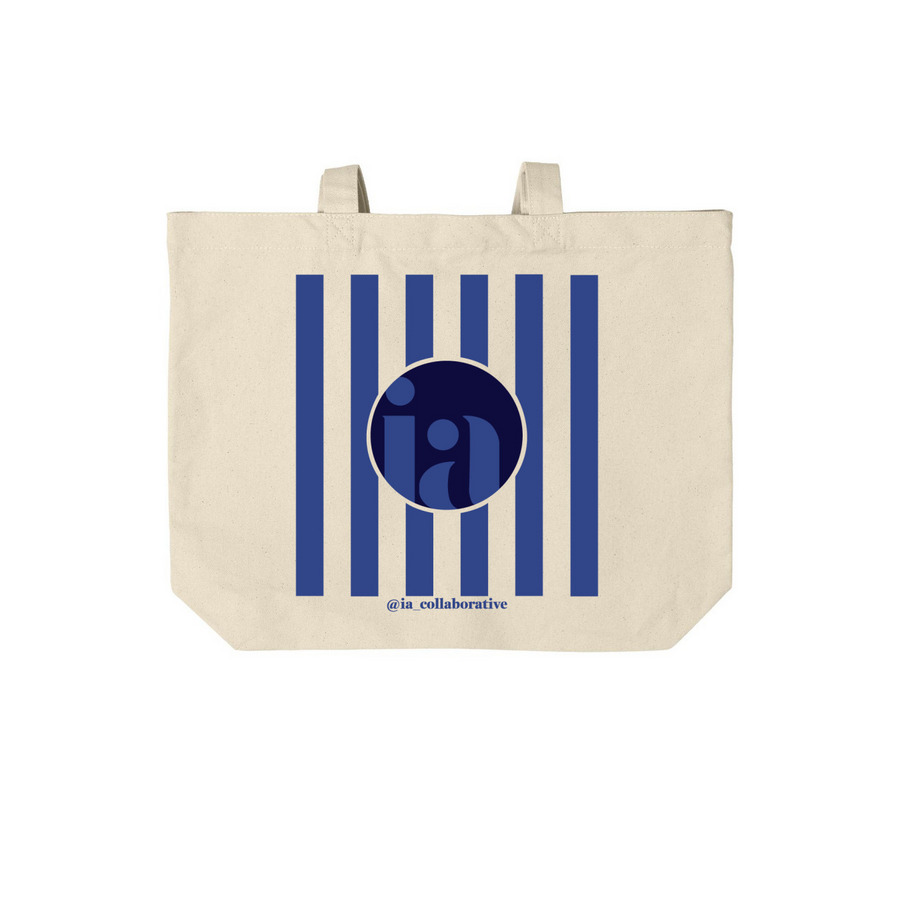 Blue Stripe Tote, a Natural Cotton Canvas Tote Bag