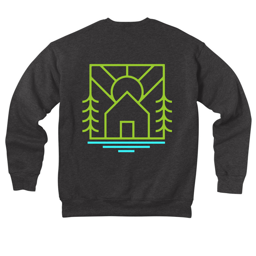 Save the Music, a Dark Grey Heather Premium Drop Shoulder Sweatshirt (back-view)