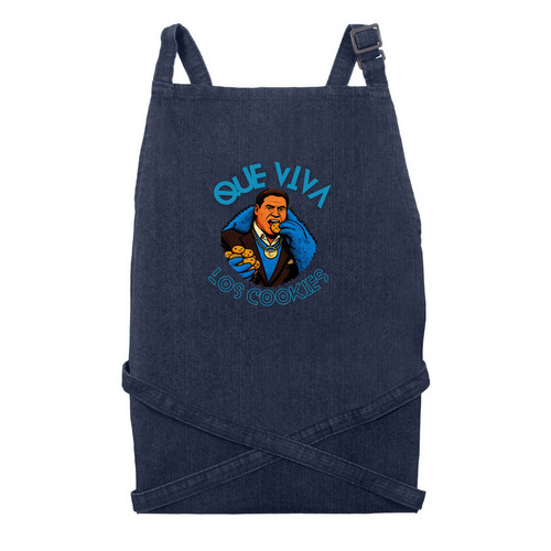 Los Cookies Apron, a Indigo Denim Recycled Denim Bib Apron