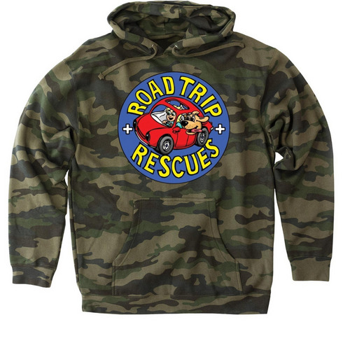 Holiday Road Trip Rescues Apparel Fundraiser!, a Forest Camo Heavyweight Camo Pullover Hoodie