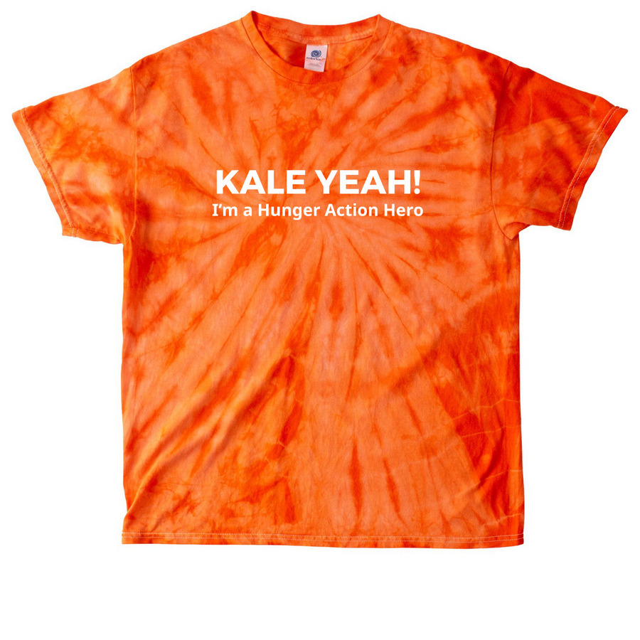 Kale Yeah! Hunger Action Hero, a Orange Classic Tie Dye Tee