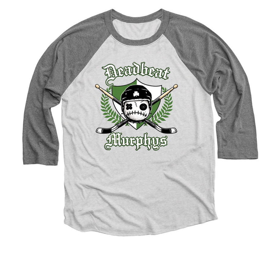 Deadbeat Murphys, a Premium Heather and Heather White 3/4 Sleeve Baseball Tee