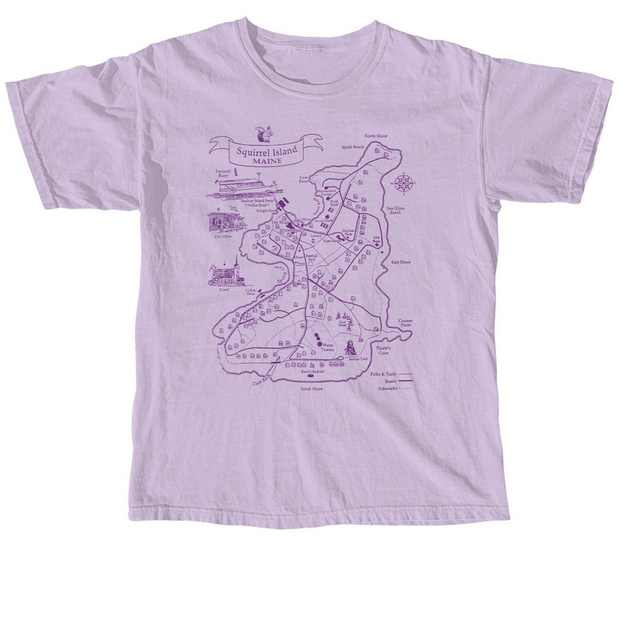 2026 Purple Squirrel Island Map T-Shirt, a Orchid Comfort Colors Unisex Tee