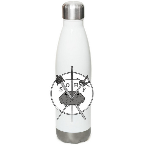 SOHF Logo Aluminum Water Bottle, a White Stainless Steel Water Bottle
