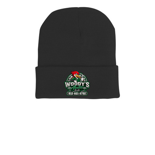 Winter Merch, a Black Printed Cuffed Beanie