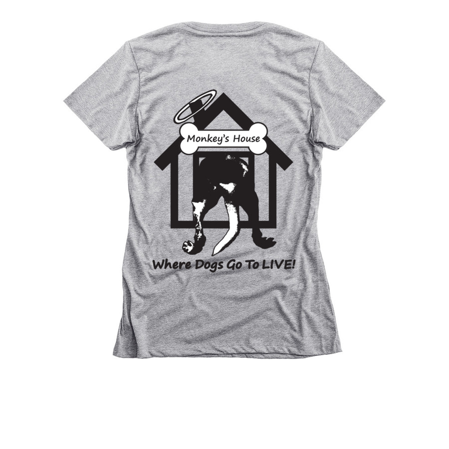 2018 Monkey's House, a Dark Heather Grey Women's Slim Fit Tee (back-view)