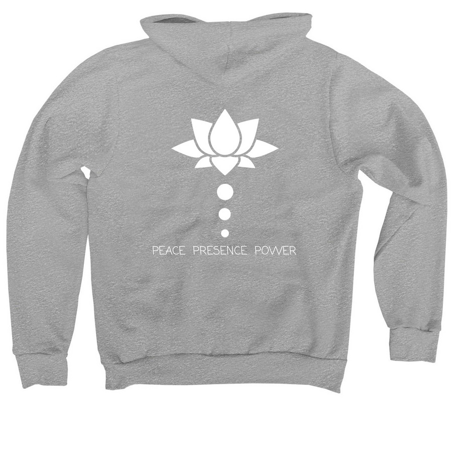 Peace Presence Power, a Athletic Heather Premium Pullover Hoodie (back-view)