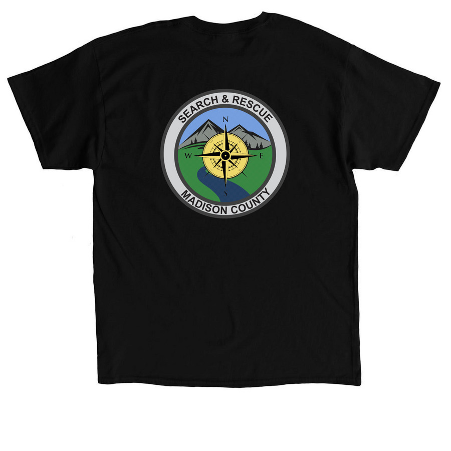Madison S&R Color logo, a Black Classic Unisex Tee (back-view)