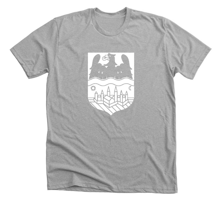 White Donauschwaben Crest, a Athletic Heather Premium Unisex Tee