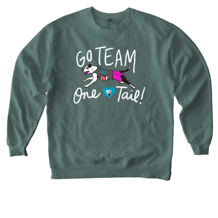 Team One Tail Fan Club, a Blue Spruce Comfort Colors Crewneck Sweatshirt