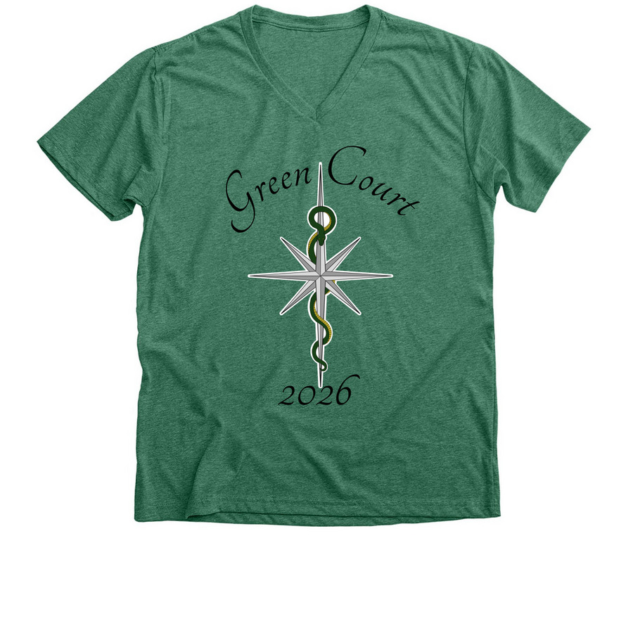 2026 Cast Green Court Shirts, a Heather Grass Green Premium V-Neck Tee