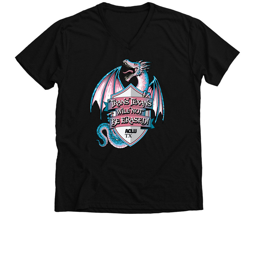 Trans Texans Will Not Be Erased, a Solid Black Blend Premium V-Neck Tee