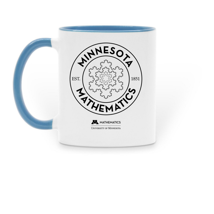 Koch Snowflake, a Light Blue Two-Tone Ceramic Mug (back-view)