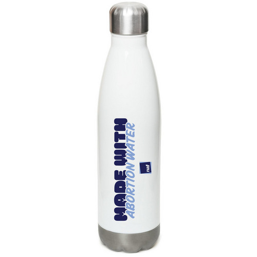 Made with Abortion Water, a White Stainless Steel Water Bottle