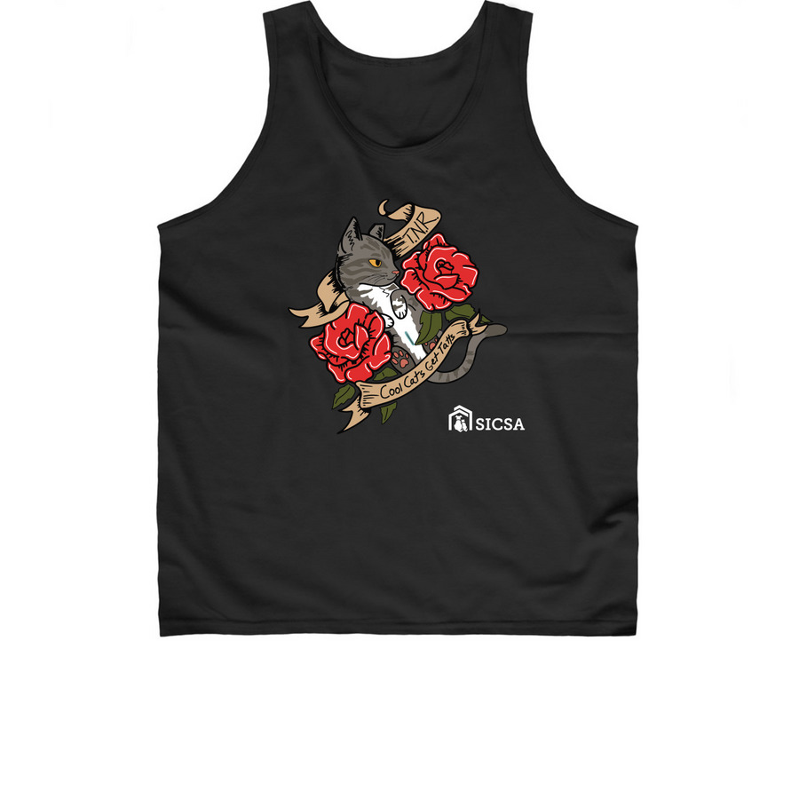 Cool Cats Get Tatts - Black Out, a Black Classic Unisex Tank Top
