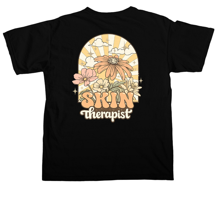skin therapist, a Black Comfort Colors Unisex Tee (back-view)