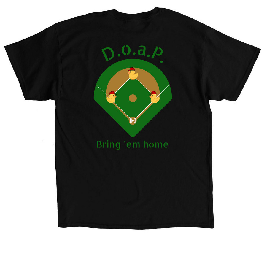 Ducks on a Pond (Red Caps) - Baseball Shirt, a Black Classic Unisex Tee (back-view)