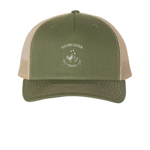 SF Trucker Cap, a Army Olive Green/ Tan Printed Five-Panel Trucker Cap