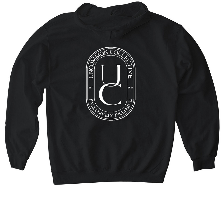 Uncommon Collective Logo Sweatshirts (Dark), a Black Gildan Softstyle Pullover Hoodie (back-view)
